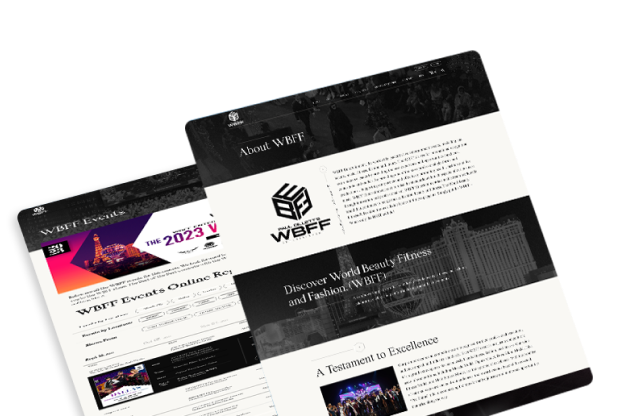 WBFF Entertainment WBFF Entertainment About Us page highlighting the brand’s mission to merge fitness and fashion through global events